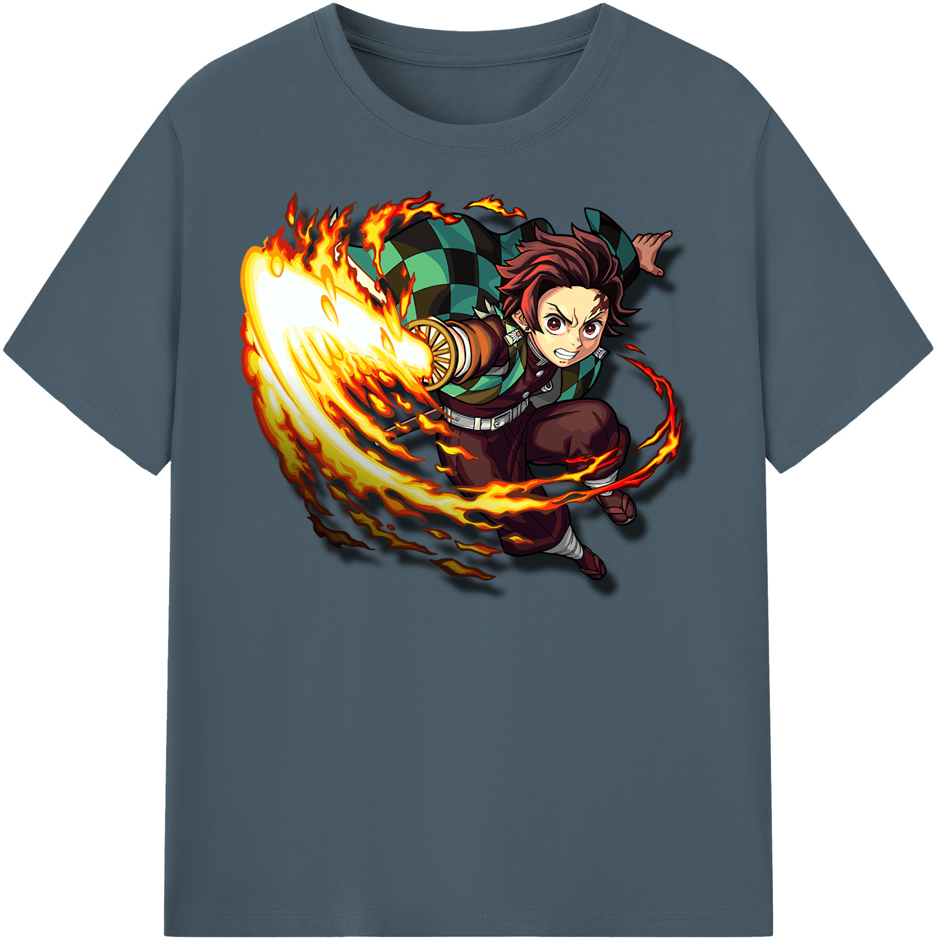 （画像用） 鬼滅の刃 竈門 炭治郎／かまど たんじろう Kamado Tanjirou 綿100％半袖Tシャツ（フロントプリント）